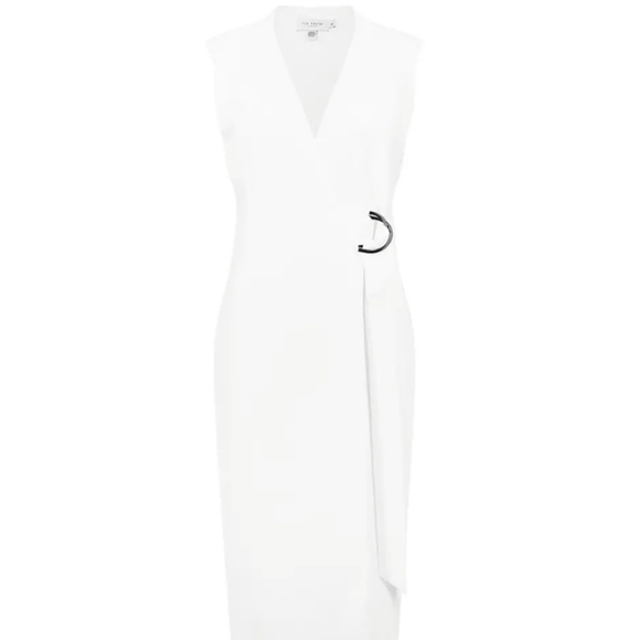 🍒NWT🍒 TED BAKER SOPHISTICATED TAILORED MIDI WRAP DRESS - Picture 8 of 9